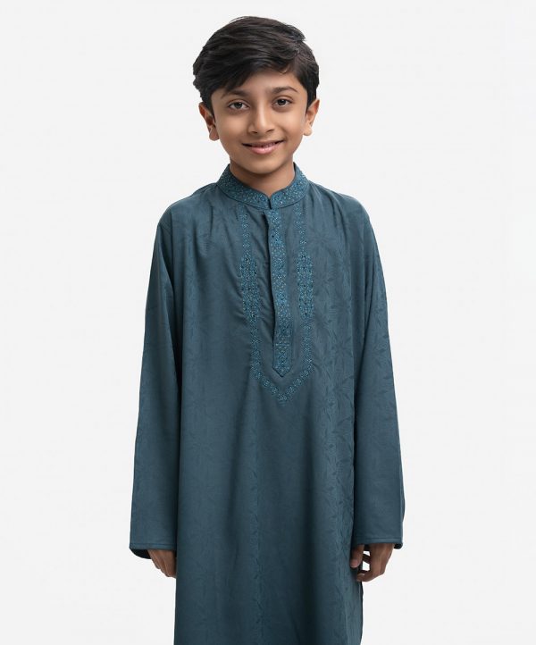 Green Jacquard Kids Panjabi