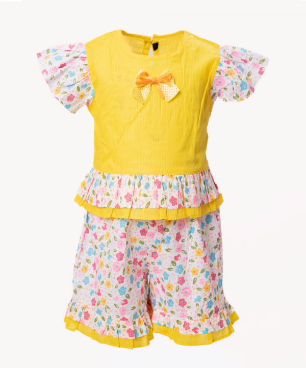 Yellow Cotton Bottom Tops Set