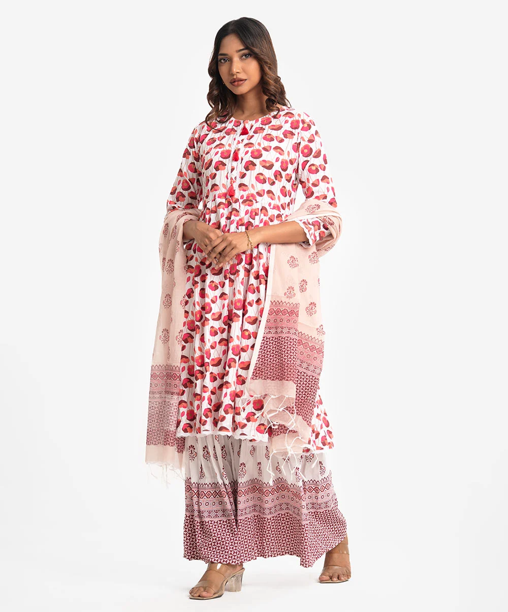 White Viscose A-line Salwar Kameez