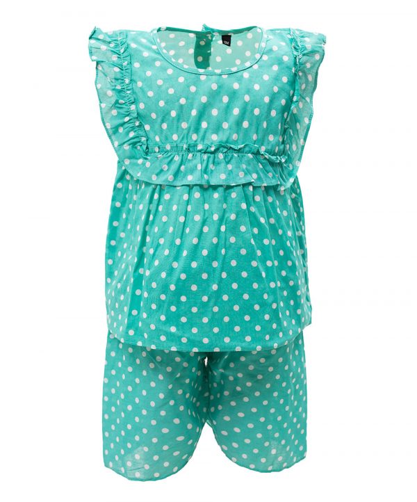 Green Cotton Bottom Tops Set