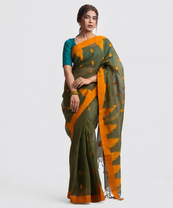 Green Cotton Saree