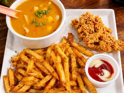 Thai Soup, French Fries & Broast Chicken
