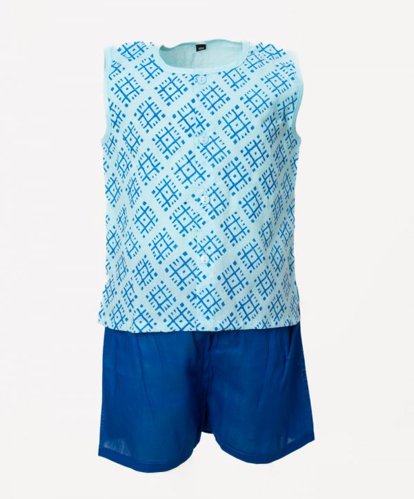 Blue Cotton Nima Pant Set
