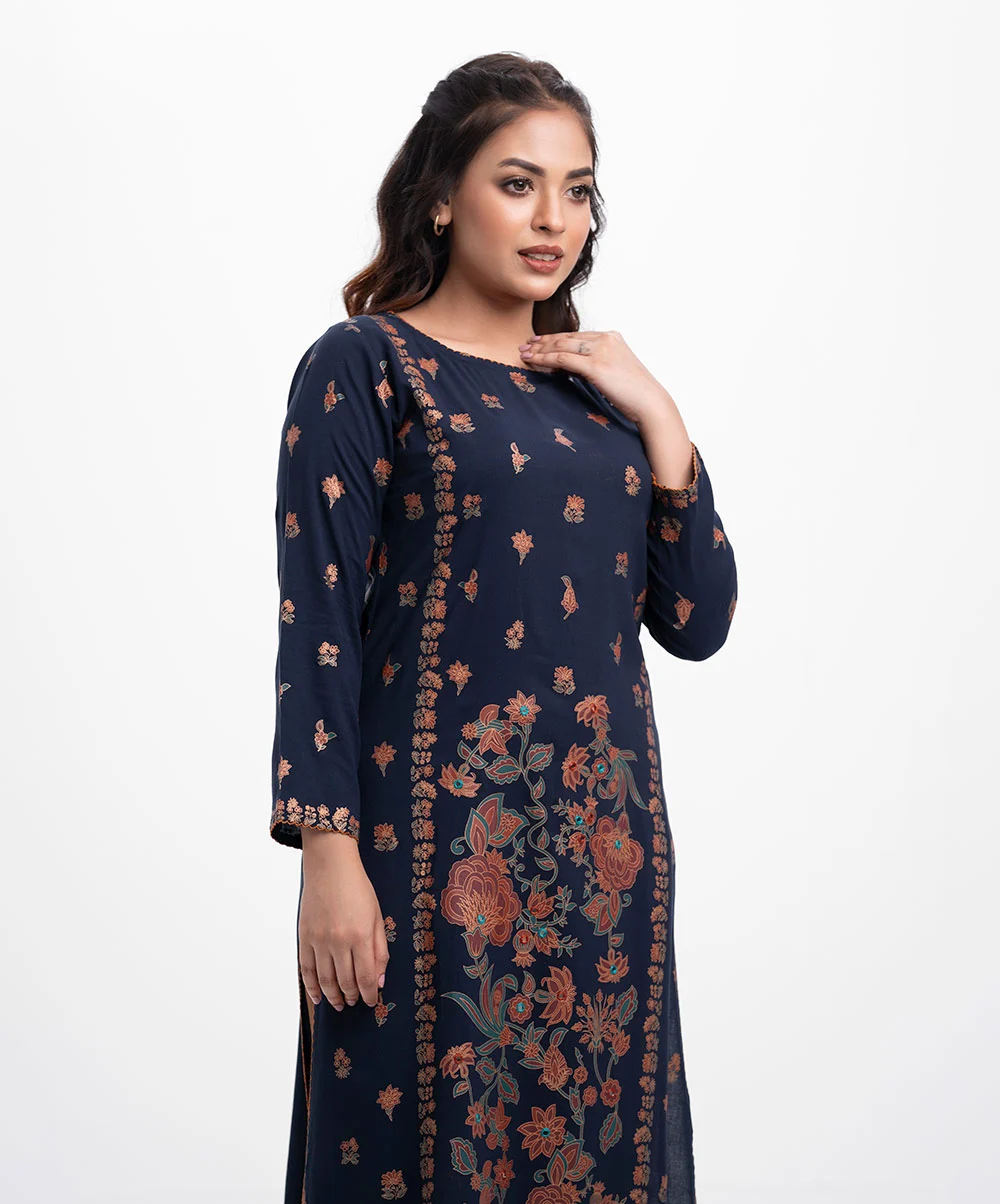 Blue Viscose Straight Kameez