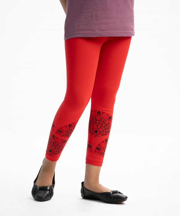 Red Cotton Knit Leggings
