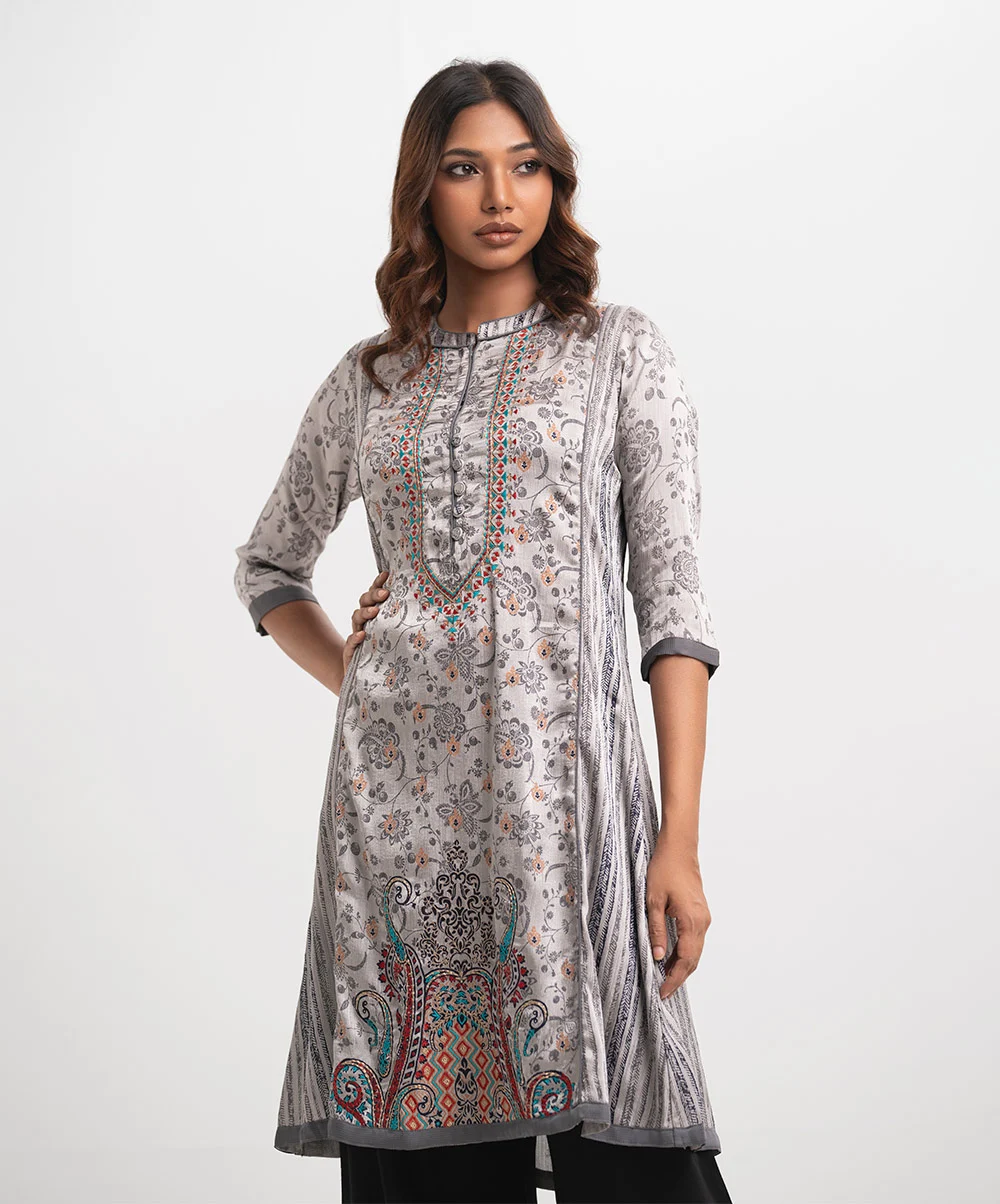 Gray Georgette A-line Kameez