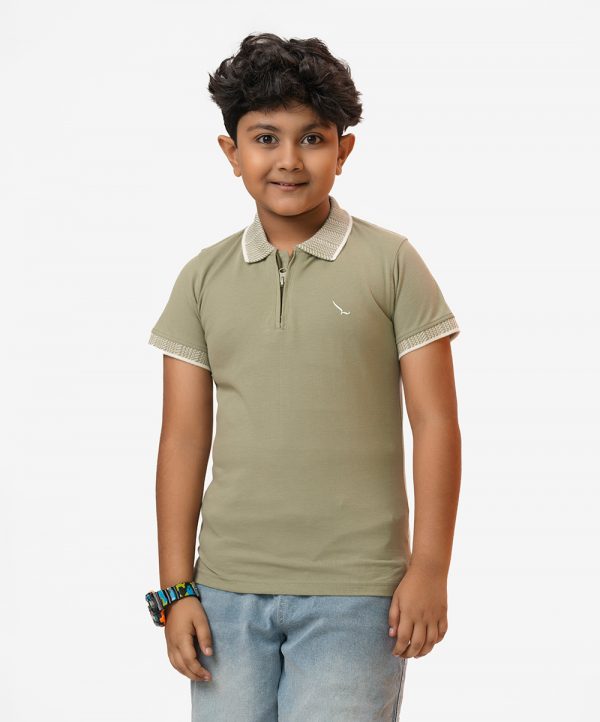 Olive Pique Short Sleeve Polo