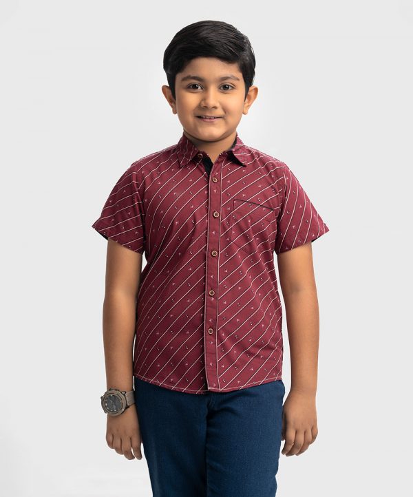 Red cotton Sort Sleeve Casual Shirt