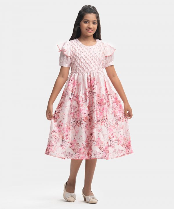 Pink Georgette A-line Frock