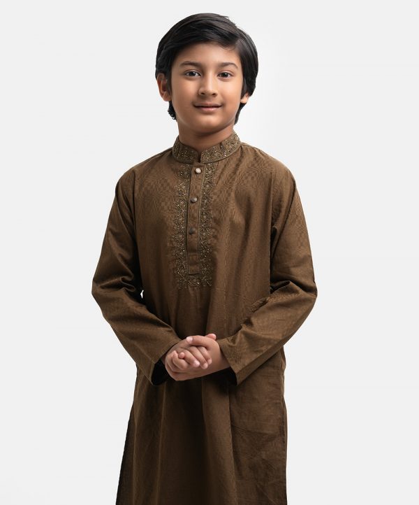 Green Jacquard Kids Panjabi