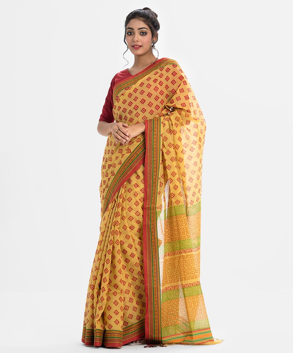 Yellow Cotton Saree