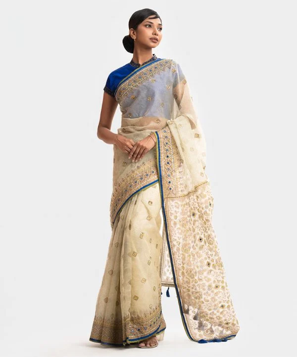 Cream Muslin Exclusive Saree