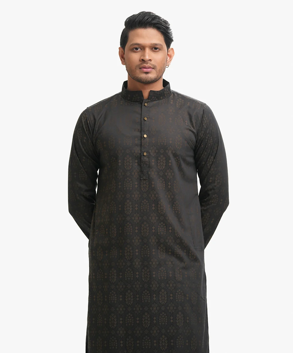 Gray Cotton Fitted Panjabi