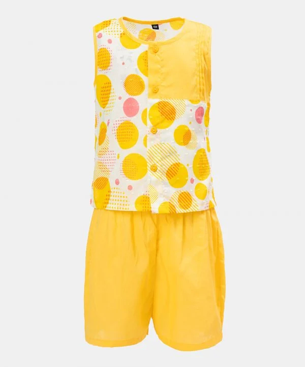 Yellow Cotton Fotua Pant Set