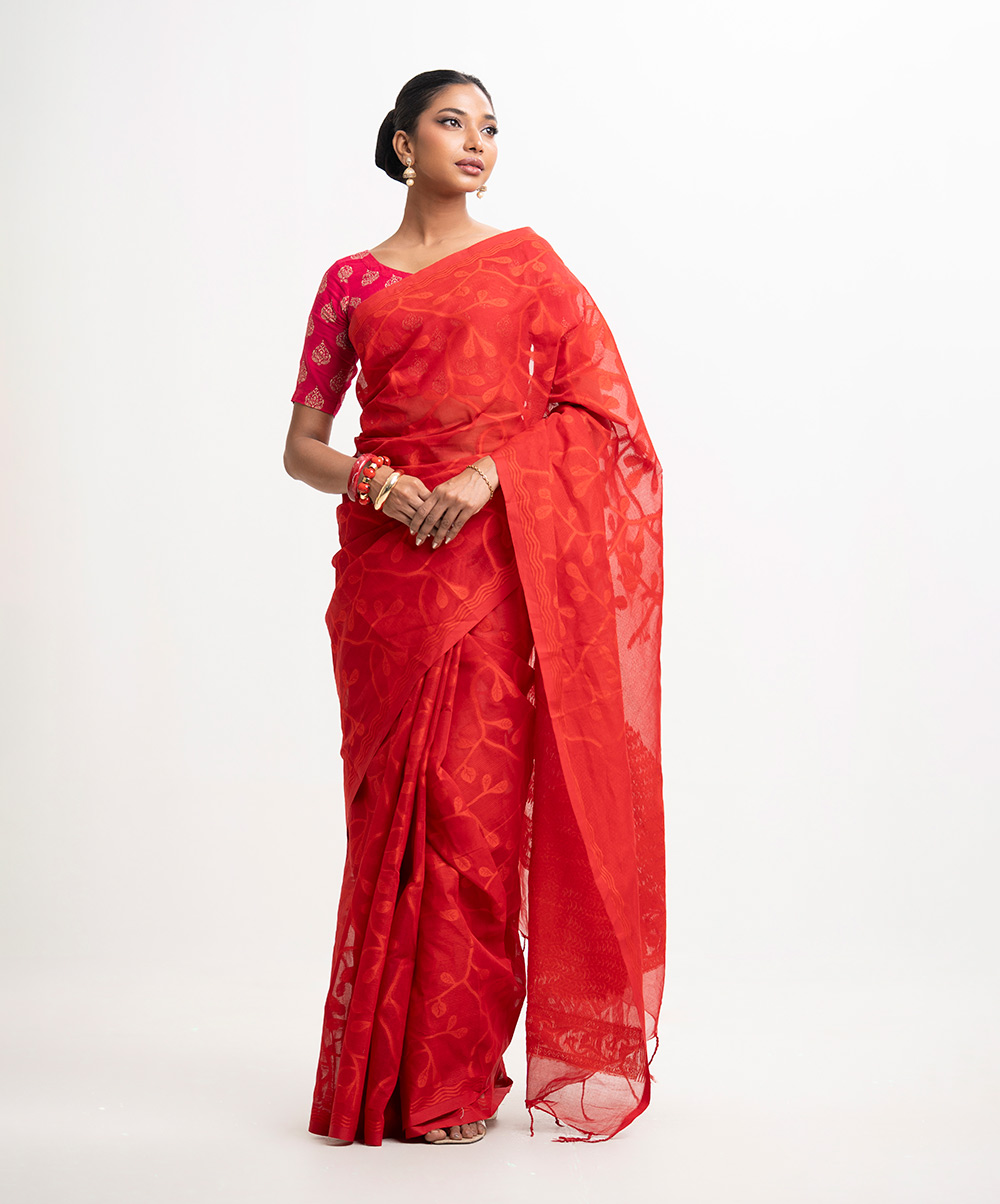Red Cotton Saree