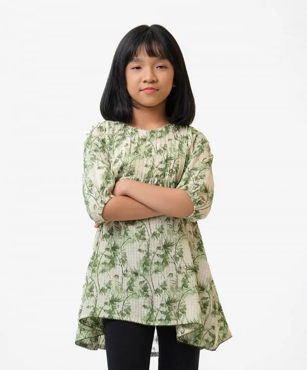 Green Seersucker Kids Tunic
