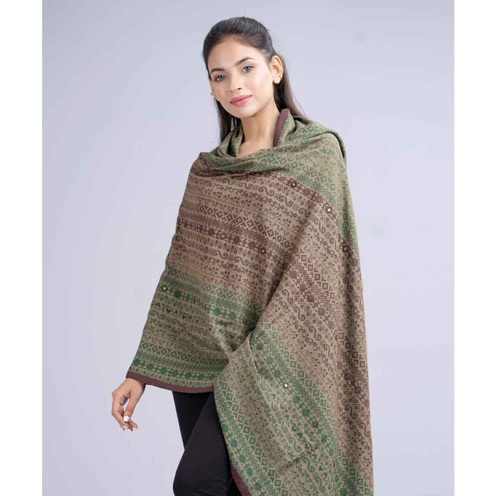 Green Printed Viscose Shawl