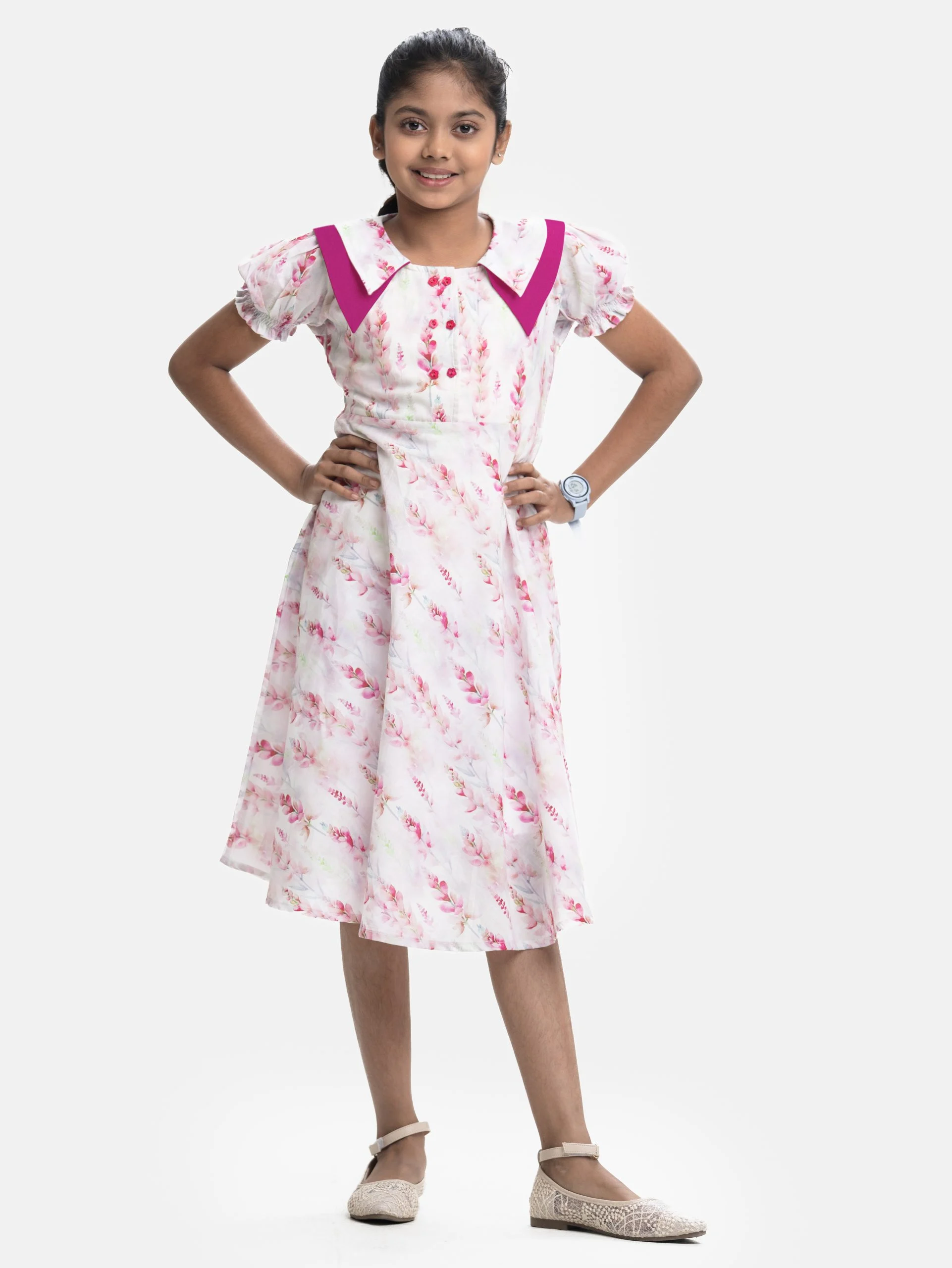 White Cotton A-line Frock