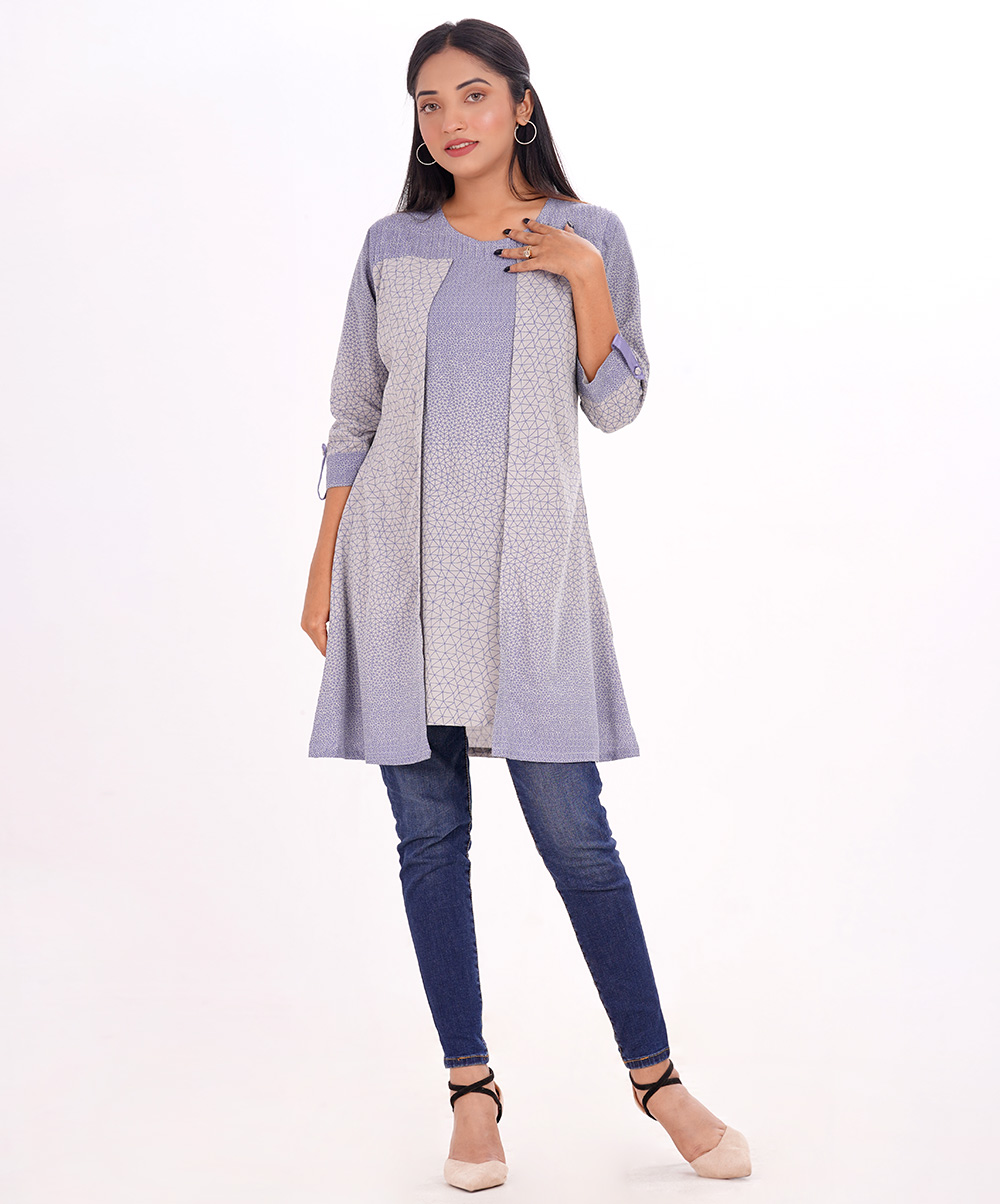 Gray Viscose A-Line Tunic