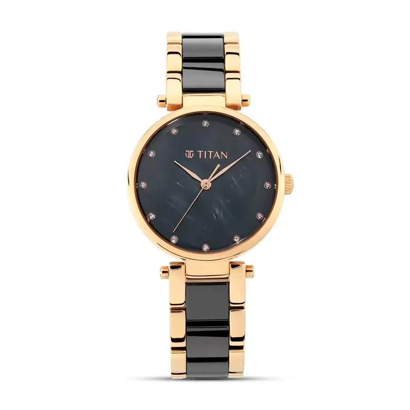 Titan 95061WD03 Black Mother-of-Pearl Dial Ladies Watch