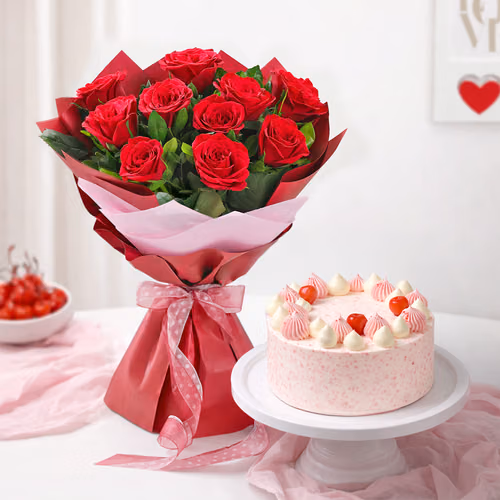 Blooming Love with Strawberry Cake