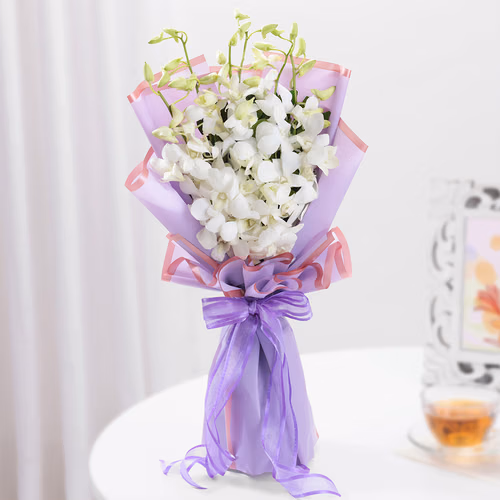 Graceful White Orchid Bouquet