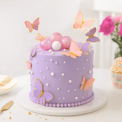 Purple Butterfly Celebration Cake (1kg)
