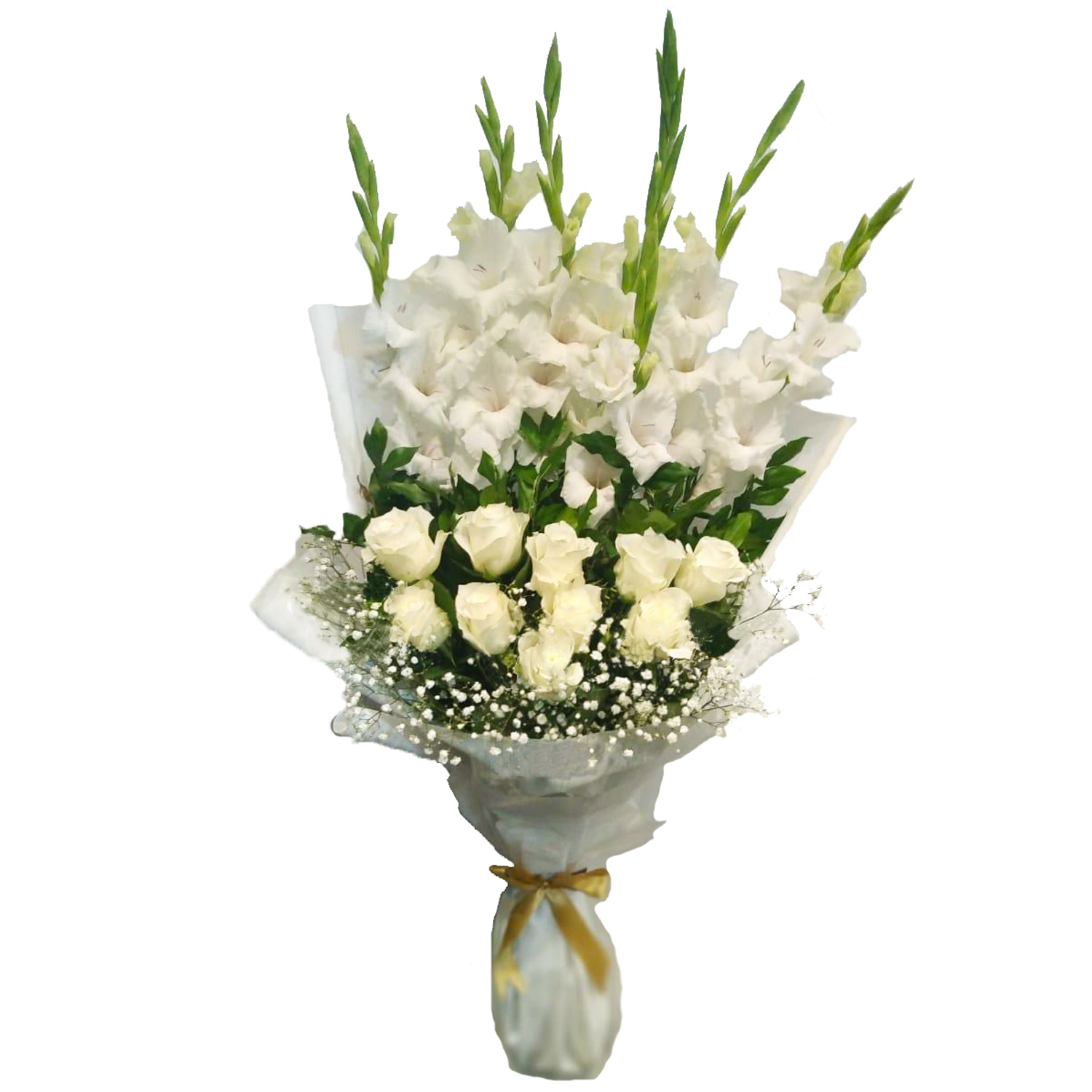 Lovely White Roses & Glads Bouquet