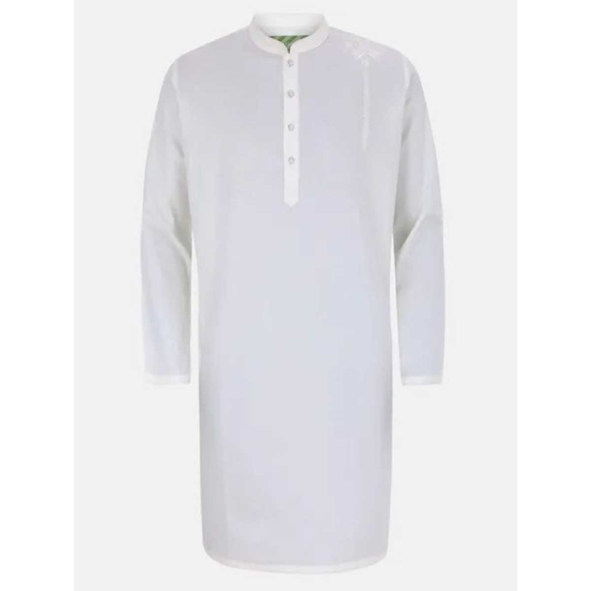 Ivory Embroidered Cotton Panjabi