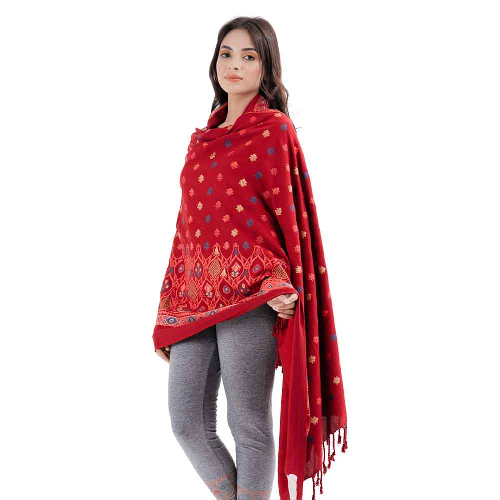 Red Viscose Shawl