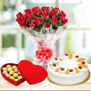 Combo with Flower, Cake and Chocolate