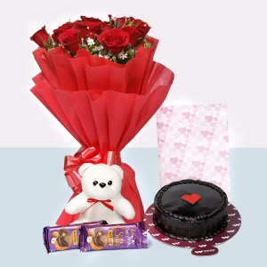 Combo with Cake and Rose