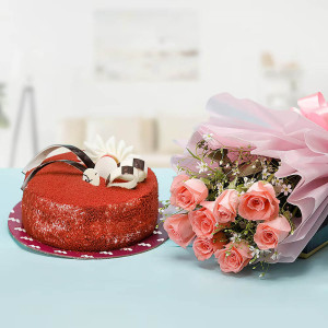 Combo with Cake and Flower