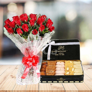 Combo with Flower and Assorted Sweets