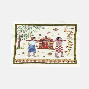 Ivory Nakshi Kantha Embroidered Silk Tapestry