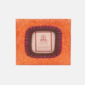 Orange Embossed Genuine Leather Photo Frame