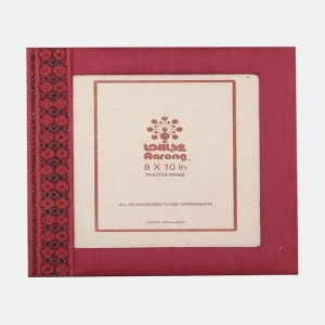 Maroon Embroidered Mixed Silk Photo Frame