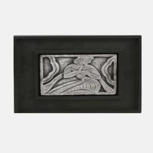 Black and Grey Wood Framed Clay Wall Hanging