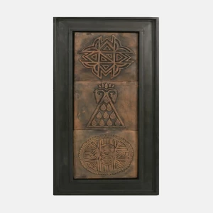 Deep Brown Wood Framed Clay Wall Hanging