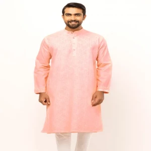 Peach Dyed Cotton Panjabi