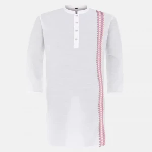 White Embroidered Cotton Panjabi
