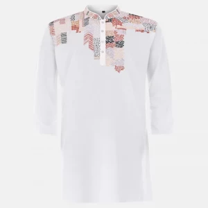 White Embroidered Viscose Panjabi