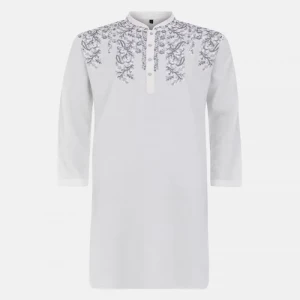 White Embroidered Viscose Panjabi