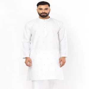 White Textured Cotton Panjabi