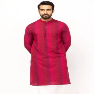 Red Handloom Cotton Slim Fit Panjabi
