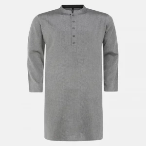 Grey Viscose-Cotton Slim Fit Panjabi