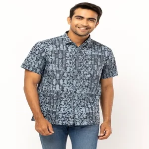 Stone Blue Wax Dyed Cotton Shirt