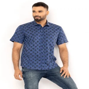 Blue Printed Cotton Shirt