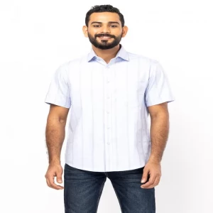 Pastel Blue Mixed Cotton Executive Shirt