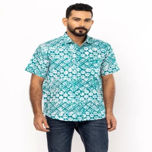 Green Wax Dyed Cotton Shirt